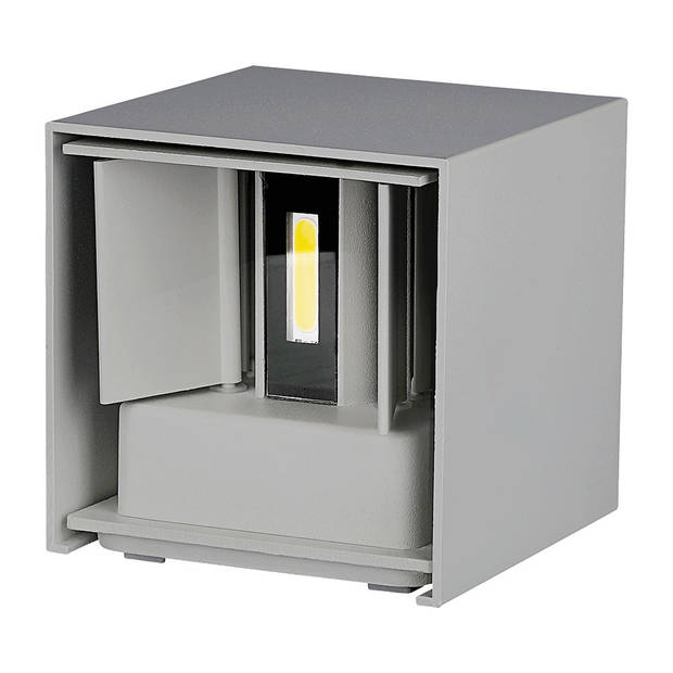 V-TAC VT-759-12-G Grijze LED wandlamp - Vierkant - Bridgelux - IP65 - 12W - 1100 Lumen - 4000K