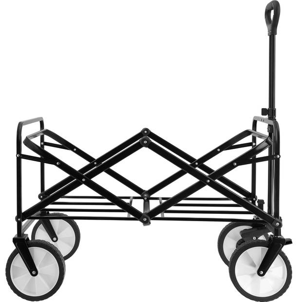 tectake® - Opvouwbare bolderwagen Leon bolderkar trekkar - met remmen, draagkracht 80kg - zwart - 404978