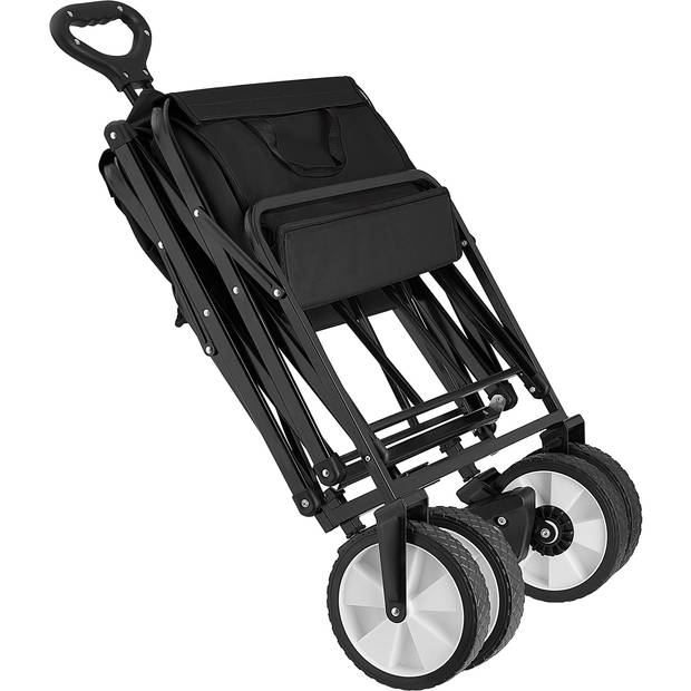 tectake® - Opvouwbare bolderwagen Leon bolderkar trekkar - met remmen, draagkracht 80kg - zwart - 404978