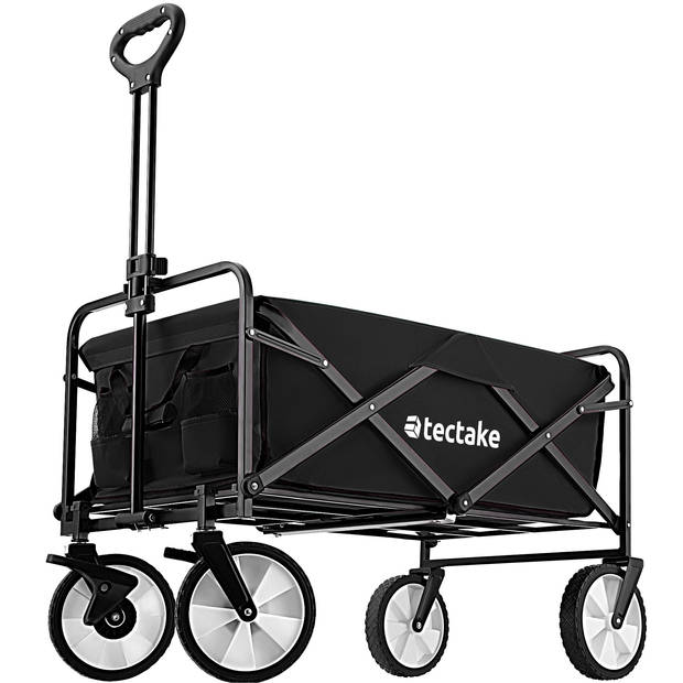 tectake® - Opvouwbare bolderwagen Leon bolderkar trekkar - met remmen, draagkracht 80kg - zwart - 404978