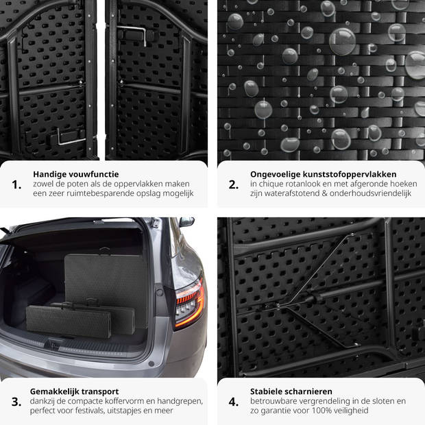 tectake® - Campingtafelset, campingtafel met banken, campingmeubelset - zwart - 404528
