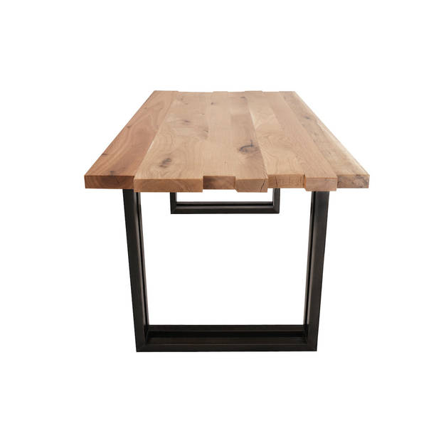 Feel Furniture - 200x100 Eettafel - Massief Boomstamblad Eiken - Constructed oak - 5 cm dik - Twin U Frame