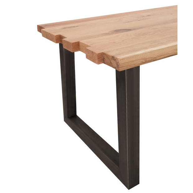 Feel Furniture - 200x100 Eettafel - Massief Boomstamblad Eiken - Constructed oak - 5 cm dik - U Frame