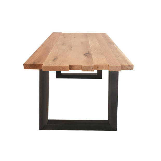 Feel Furniture - 200x100 Eettafel - Massief Boomstamblad Eiken - Constructed oak - 5 cm dik - U Frame