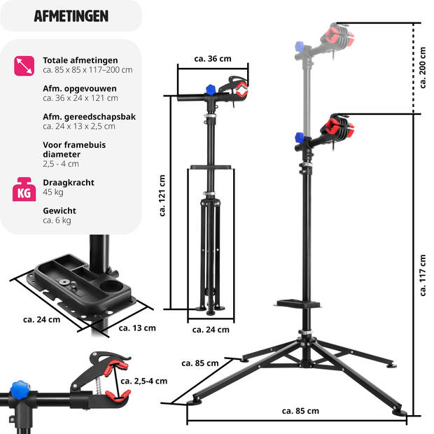 tectake® - Fiets reparatiestandaard fietsmontagestandaard e-bike Philipp