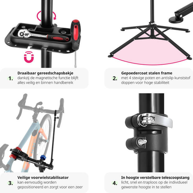 tectake® - Fiets reparatiestandaard fietsmontagestandaard e-bike Philipp