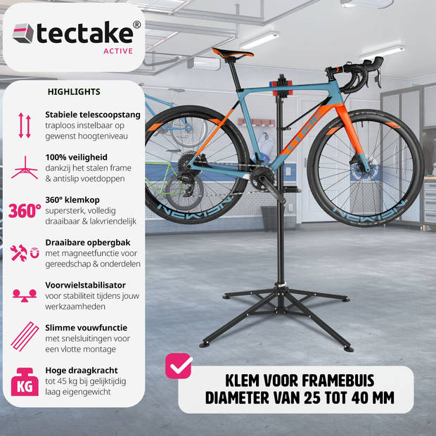 tectake® - Fiets reparatiestandaard fietsmontagestandaard e-bike Philipp