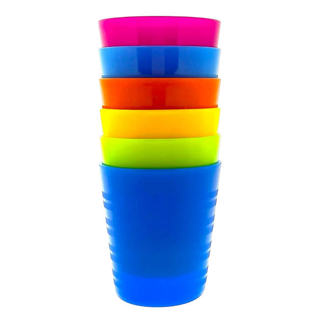 144 x Kunststof onbreekbare drinkbekers - BPA-vrij - 6 kleuren - 240 ml