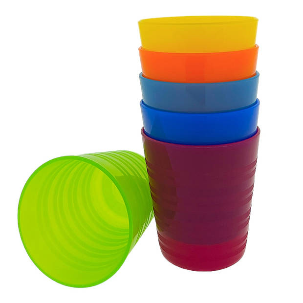 12 x Kunststof onbreekbare drinkbekers - BPA-vrij - 6 kleuren - 240 ml