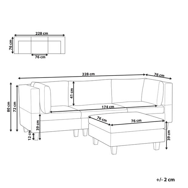 Beliani UNSTAD - Driezitsbank-Wit-Polyester