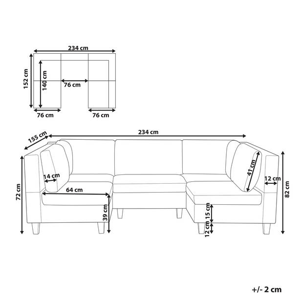 Beliani UNSTAD - Modulaire Sofa-Beige-Polyester