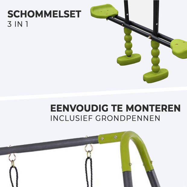 MaxxToys Schommel - schommelset & duo schommel - groen/grijs