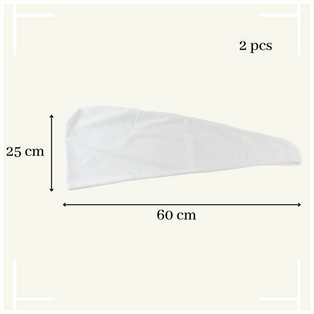 MARBEAUX Haarhanddoek - 2 stuks - Hair towel - Hoofdhanddoek - Microvezel handdoek krullend haar - Wit