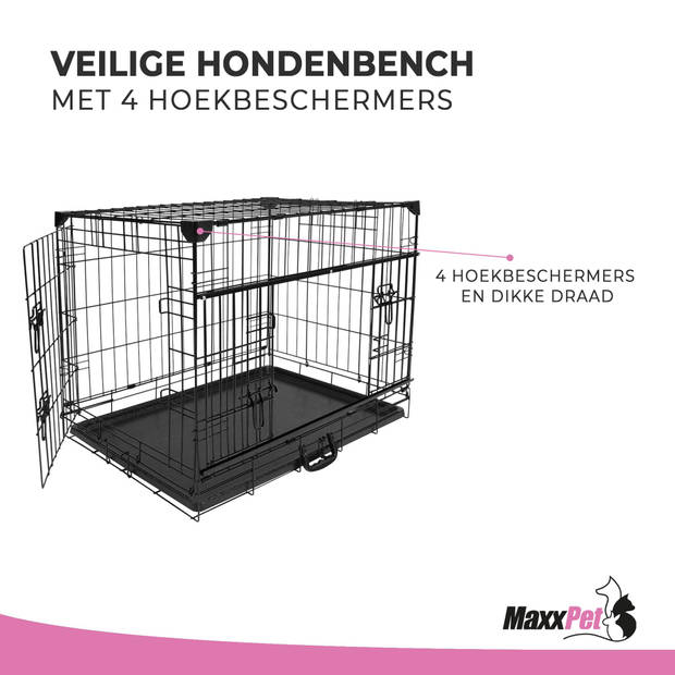 MaxxPet Hondenbench - Bench - Bench voor honden - Hondenbench Opvouwbaar - 91 x 58 x 64 cm - Zwart