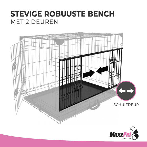 MaxxPet Hondenbench - Bench - Bench voor honden - Hondenbench Opvouwbaar - 91 x 58 x 64 cm - Zwart
