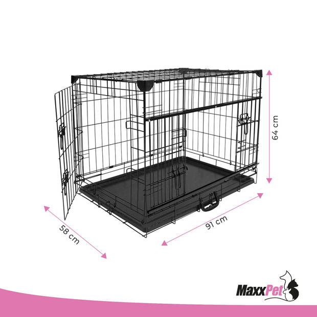 MaxxPet Hondenbench - Bench - Bench voor honden - Hondenbench Opvouwbaar - 91 x 58 x 64 cm - Zwart