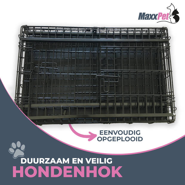 MaxxPet Hondenbench met schuifdeur - Reisbench - 78x48x56 - Zwart