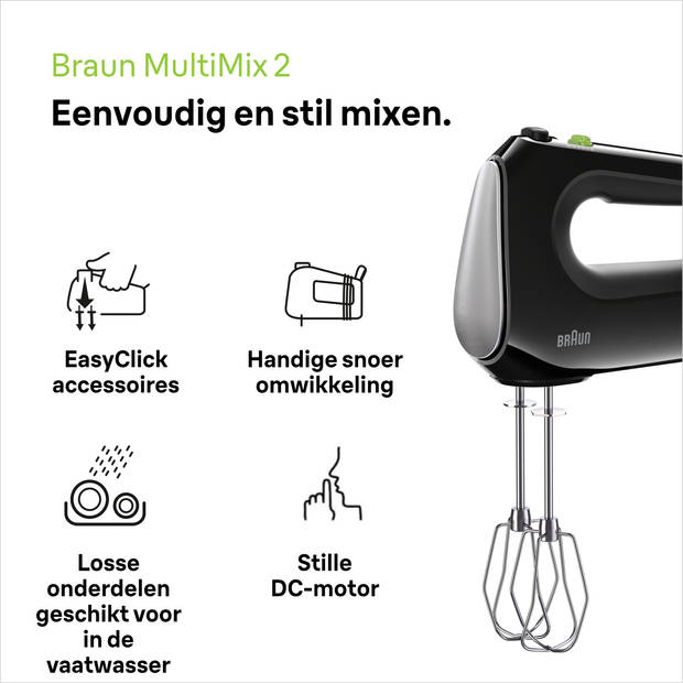 Braun HM2110 handmixer MultiMix2 Zwart/rvs 500W