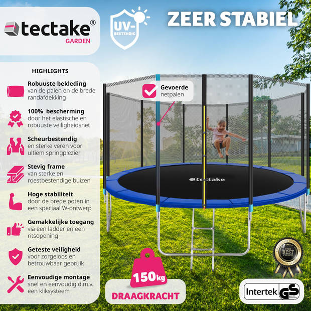 tectake® - Trampoline Garfunky - met veiligheidsnet - 457 cm