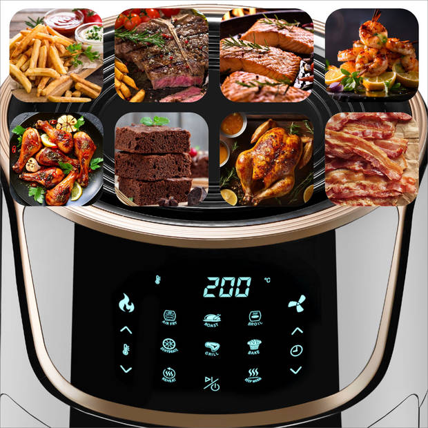 tectake® - Airfryer Mika 8,5 l - heteluchtfriteuse, friteuse - touchscreen - 8,5 L