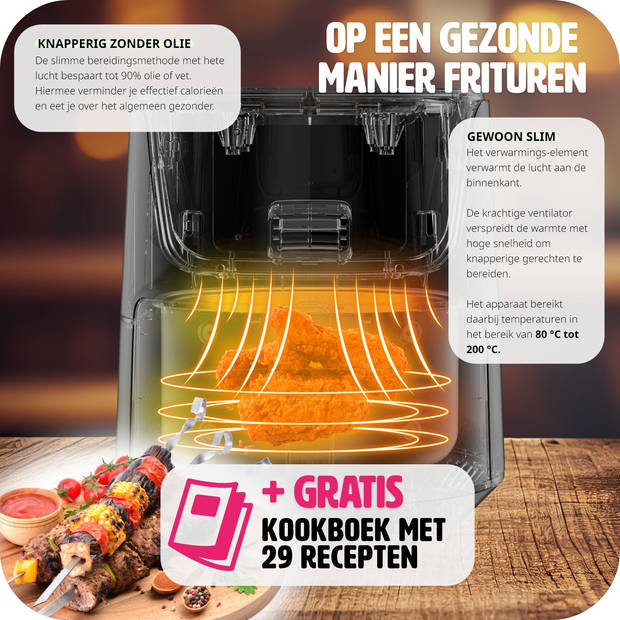 tectake® - Airfryer Mika 8,5 l - heteluchtfriteuse, friteuse - touchscreen - 8,5 L