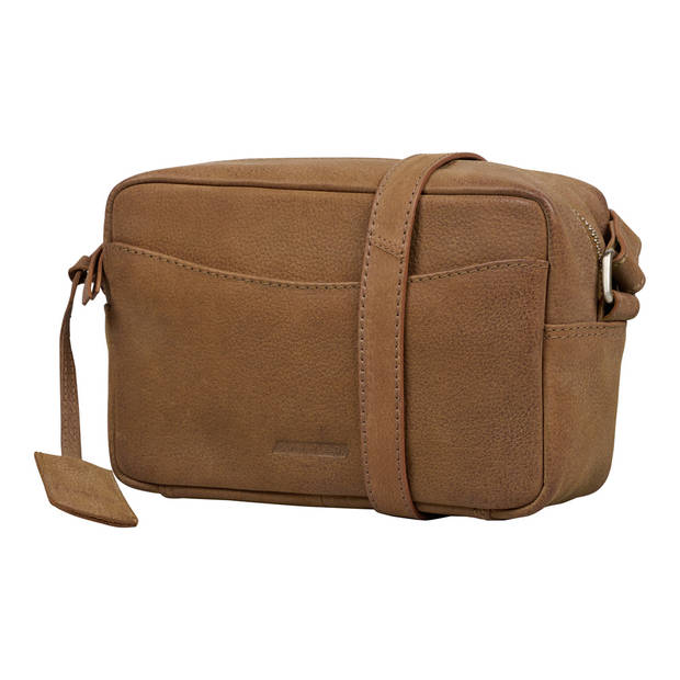 Salted Leren Dames Schoudertasje - Crossover - Camerabag - Nubuck Leer - Cognac