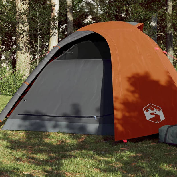 vidaXL Tent 4-persoons 267x272x145 cm 185T taft grijs en oranje