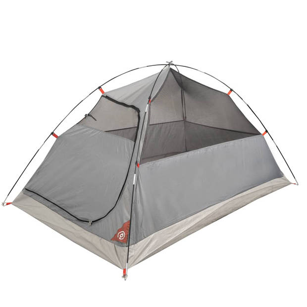 vidaXL Tent 2-persoons 254x135x112 cm 185T taft grijs en oranje