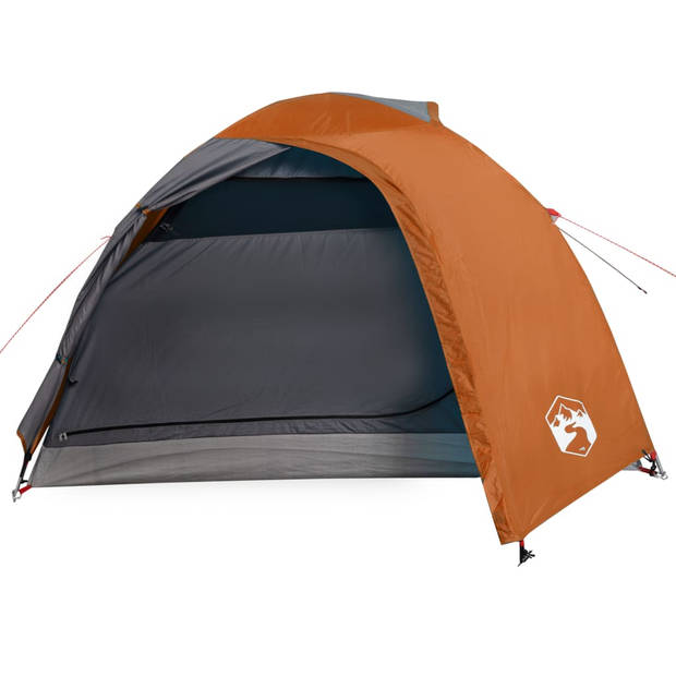 vidaXL Tent 4-persoons 267x272x145 cm 185T taft grijs en oranje