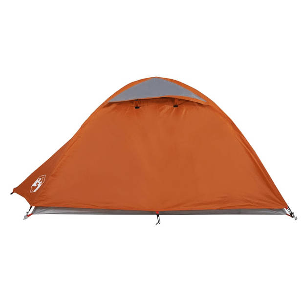 vidaXL Tent 2-persoons 254x135x112 cm 185T taft grijs en oranje