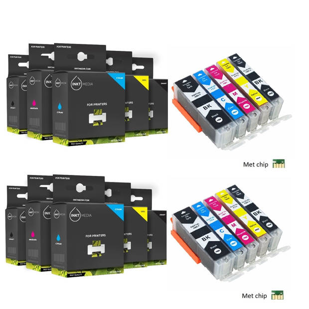 Inktmedia® - Inktcartridge - Geschikt Canon 2X SET Pgi-530 xl en CLI-531 xl Serie Inktcartridge hoge inhoud - Cartri...