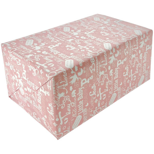 Benza cadeaupapier - Inpakpapier voor geboorte meisje Babyshower - 200 x 70 cm - 3 rollen