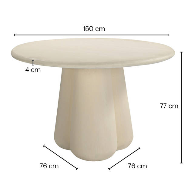 Giga Meubel - Eettafel Rond - Beige Beton Ciré - Mat Gelakt - 150x150x77cm