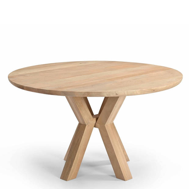 Giga Meubel - Eettafel Naturel Mangohout - Rond - 4-6 Personen - 130cm - Heleen