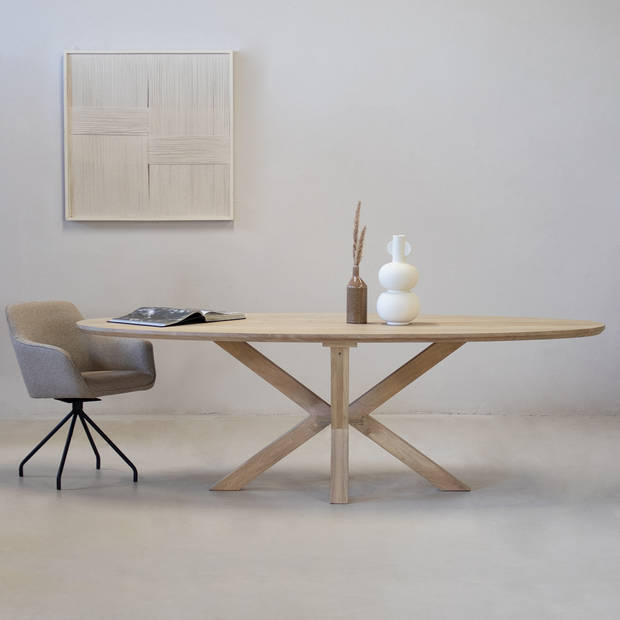 Giga Meubel - Eettafel Ovaal - Naturel Mangohout - X-poot - 160x90x77cm