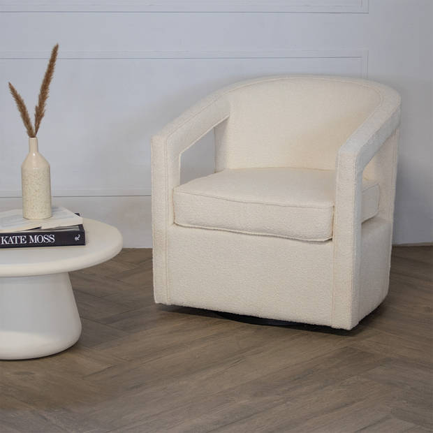 Giga Meubel - Fauteuil Bouclé Beige - Zithoogte 46,5cm - 75x73x77cm