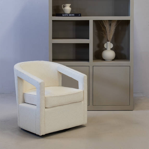 Giga Meubel - Fauteuil Bouclé Beige - Zithoogte 46,5cm - 75x73x77cm