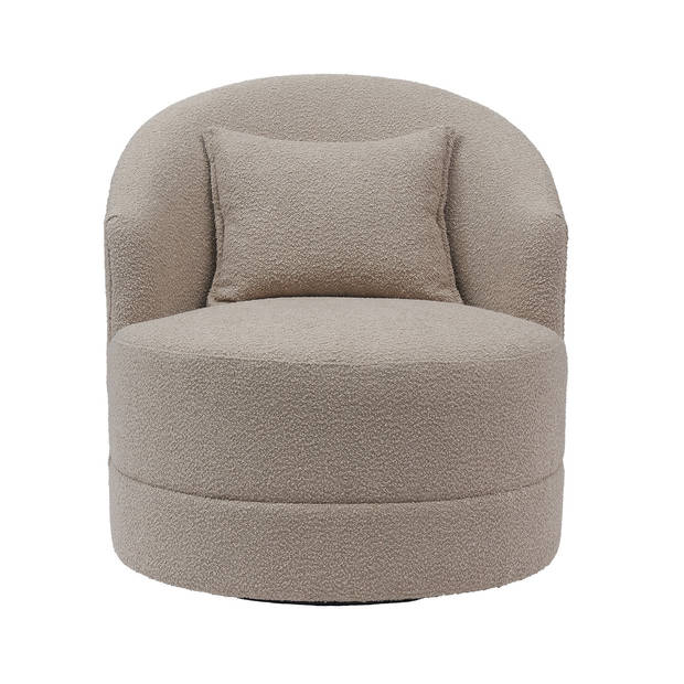 Giga Meubel - Fauteuil Bouclé Taupe - Zithoogte 44,5cm - 75x75x82cm