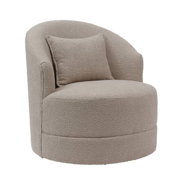 Giga Meubel - Fauteuil Bouclé Taupe - Zithoogte 44,5cm - 75x75x82cm