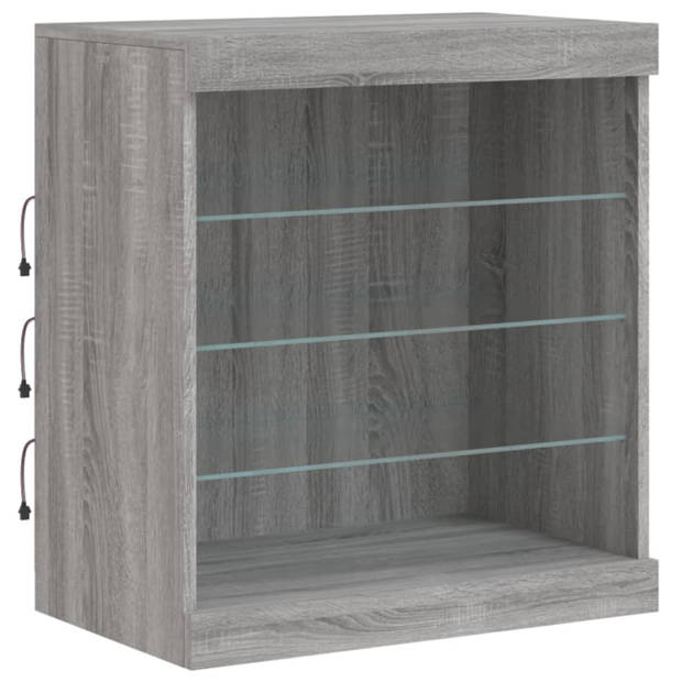 vidaXL Dressoir met LED-verlichting 60,5x37x67 cm grijs sonoma eiken