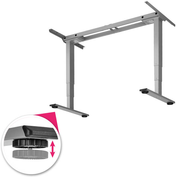 tectake® - elektrisch Zit Sta Bureau - in hoogte verstelbaar tafelframe “Twain” grijs