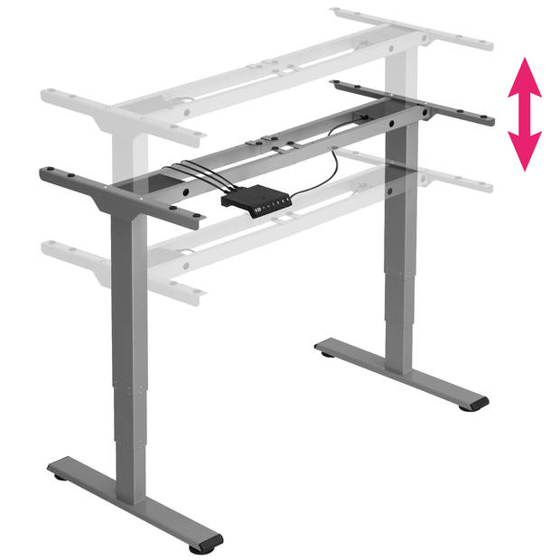 tectake® - elektrisch Zit Sta Bureau - in hoogte verstelbaar tafelframe “Twain” grijs