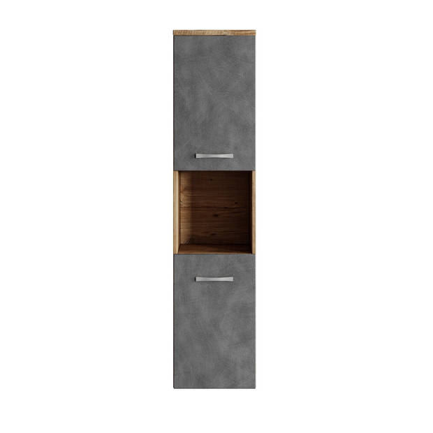 Badplaats Badkamerkast Montreal 30 x 30 x 131 cm - kastanje eiken met donker grijs