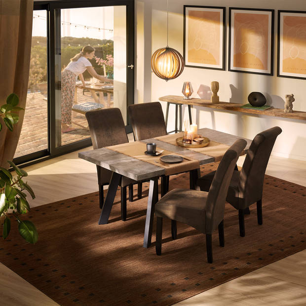 tectake® - 403500 4 eetkamerstoelen met ergonomische zitvorm - oud bruin