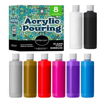 Allerion Acryl Pouring Set - Knutselset - 8 verschillende Kleuren -