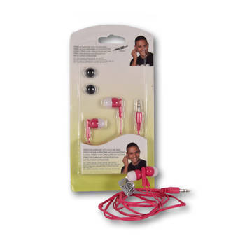 Hoofdtelefoon Oortjes Koptelefoon roze kunststof Oordopjes In Ear Oordopjes Kabellengte: 1 m 3.5mm jack