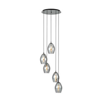 EGLO Estanys Hanglamp - 5 lichts - E27 - Glas - Zwart, Wit