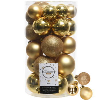Decoris kerstballen 44x stuks goud 3-4-5-6 cm kunststof - Kerstbal