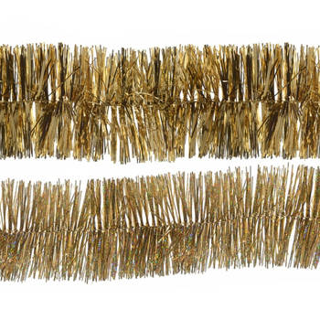 Decoris folie kerstslingers 2x stuks - goud - kunststof - 270 cm - Kerstslingers