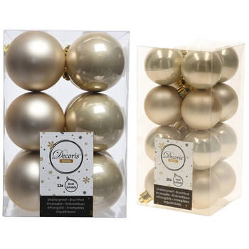 Kerstversiering kunststof kerstballen parel/champagne 4-6 cm pakket van 40x stuks - Kerstbal